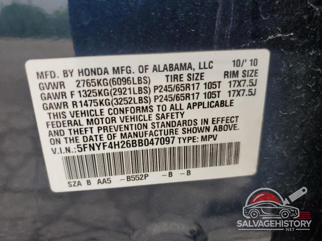 5FNYF4H26BB047097 2011 HONDA PILOT photo no. 13