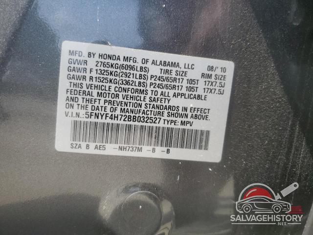 5FNYF4H72BB032527 2011 HONDA PILOT photo no. 13