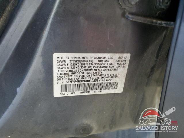 5FNYF4H9XCB030852 2012 HONDA PILOT photo no. 13