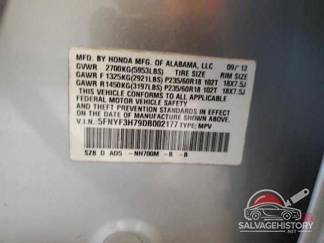 5FNYF3H79DB002177 2013 HONDA PILOT photo no. 13