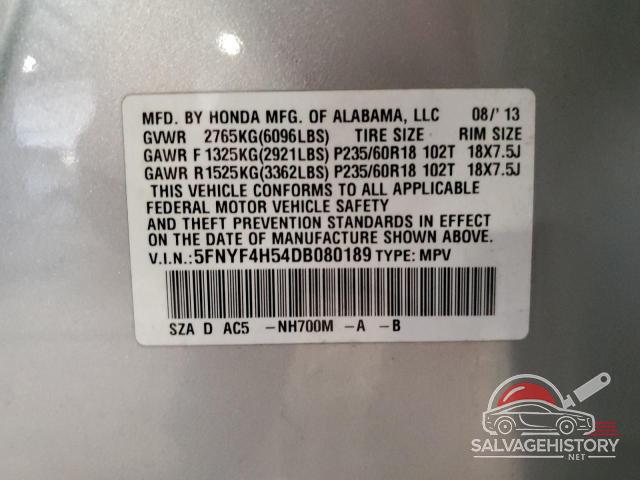5FNYF4H54DB080189 2013 HONDA PILOT photo no. 14
