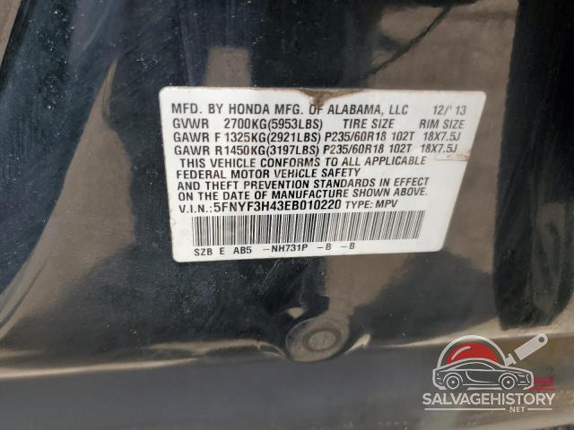 5FNYF3H43EB010220 2014 HONDA PILOT photo no. 14