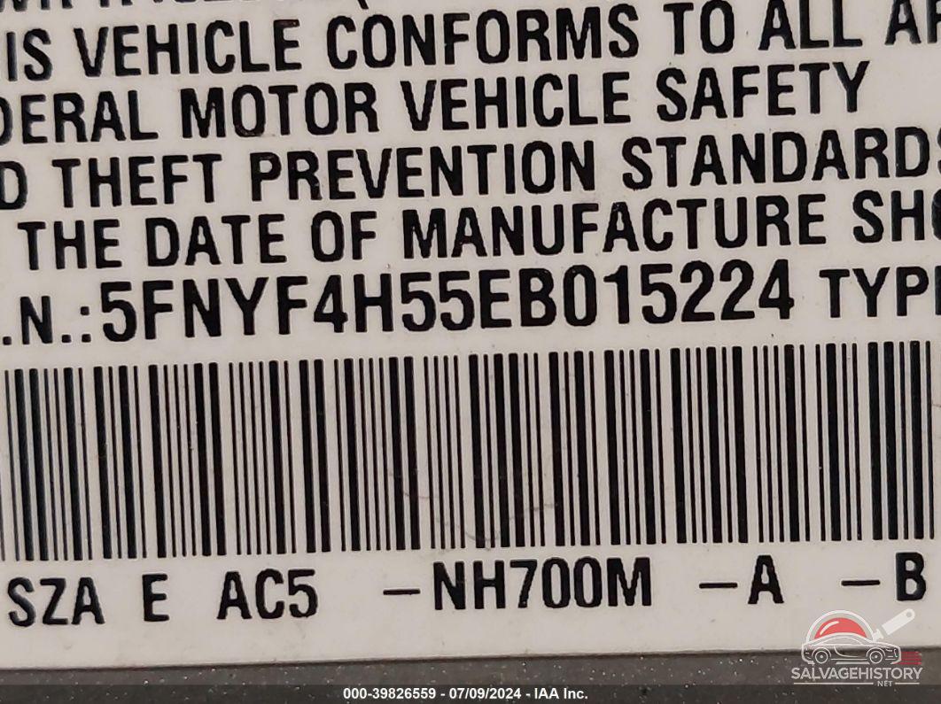 5FNYF4H55EB015224 2014 HONDA PILOT photo no. 9