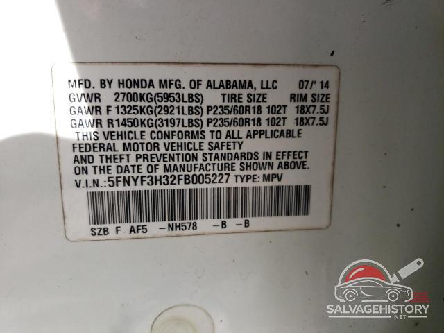 5FNYF3H32FB005227 2015 HONDA PILOT photo no. 13
