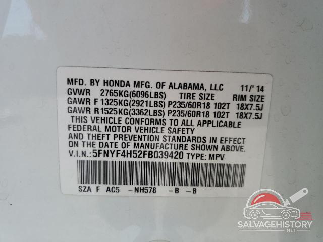 5FNYF4H52FB039420 2015 HONDA PILOT photo no. 14