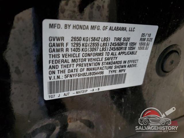 5FNYF6H82JB054496 2018 HONDA PILOT photo no. 13