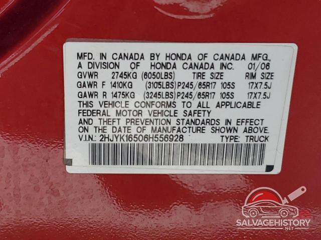 2HJYK16506H556928 2006 HONDA RIDGELINE photo no. 12