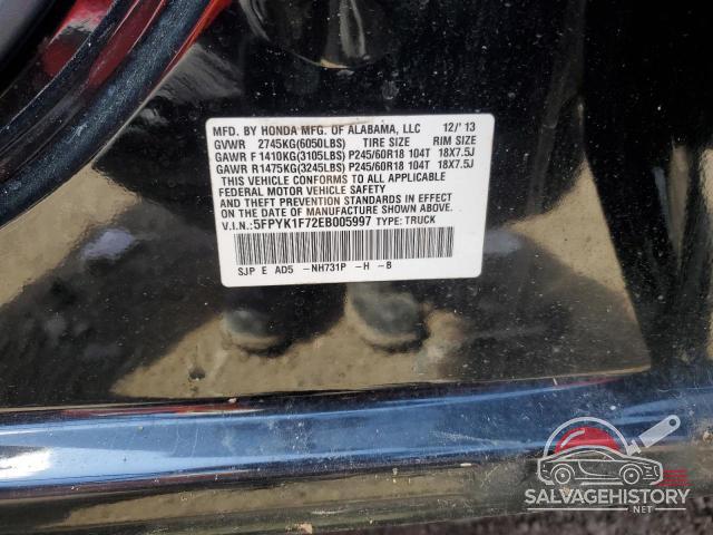 5FPYK1F72EB005997 2014 HONDA RIDGELINE photo no. 12