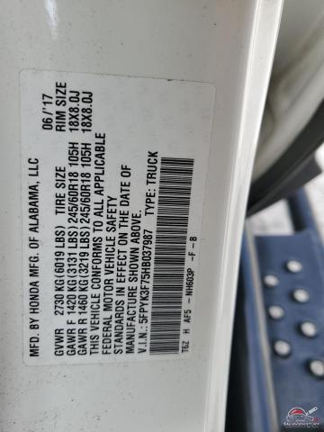 5FPYK3F75HB037987 2017 HONDA RIDGELINE photo no. 13