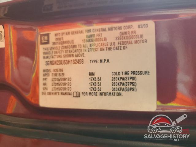 5GRGN23U63H132498 2003 HUMMER H2 photo no. 13