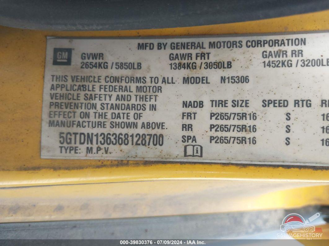 5GTDN136368128700 2006 HUMMER H3 SUV photo no. 9