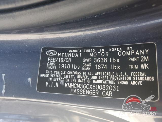 KMHCN36CX8U082031 2008 HYUNDAI ACCENT photo no. 12