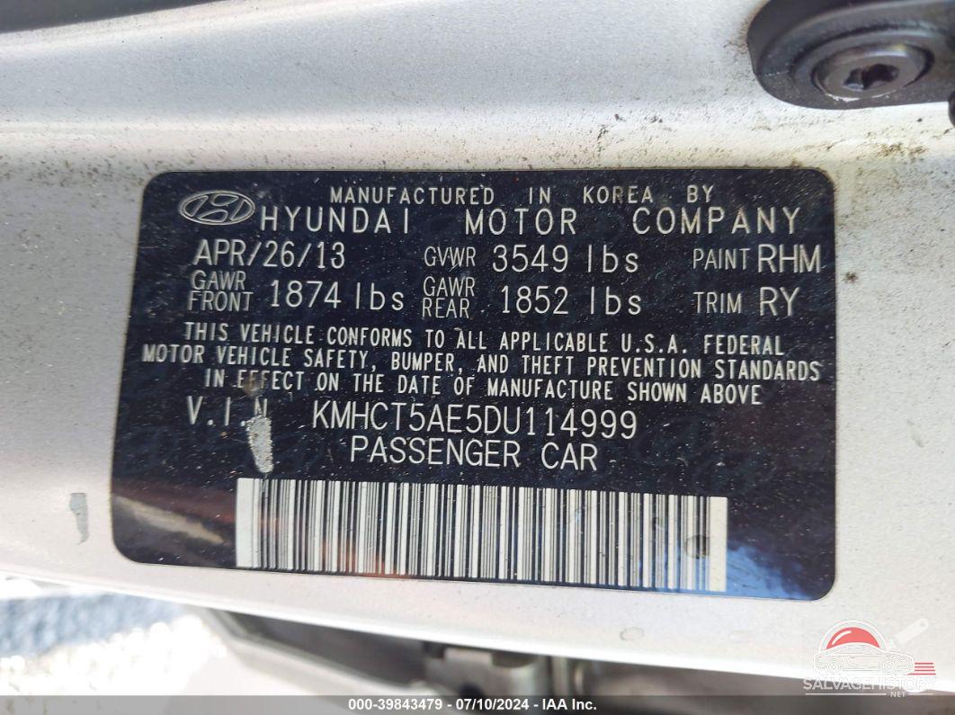 KMHCT5AE5DU114999 2016 HYUNDAI ACCENT photo no. 9