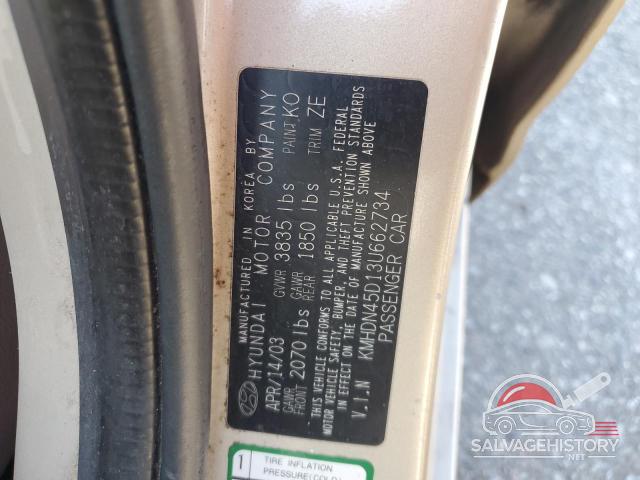 KMHDN45D13U662734 2003 HYUNDAI ELANTRA photo no. 12
