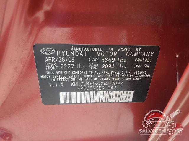 KMHDU46D38U497097 2008 HYUNDAI ELANTRA photo no. 13