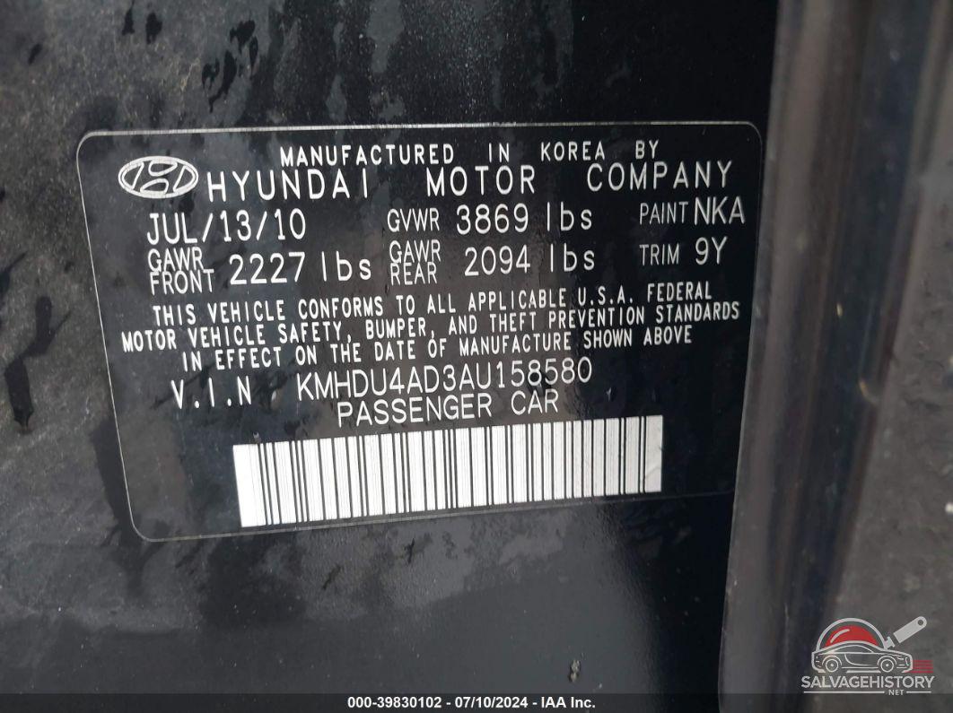 KMHDU4AD3AU158580 2010 HYUNDAI ELANTRA photo no. 9