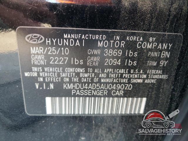 KMHDU4AD5AU049070 2010 HYUNDAI ELANTRA photo no. 12