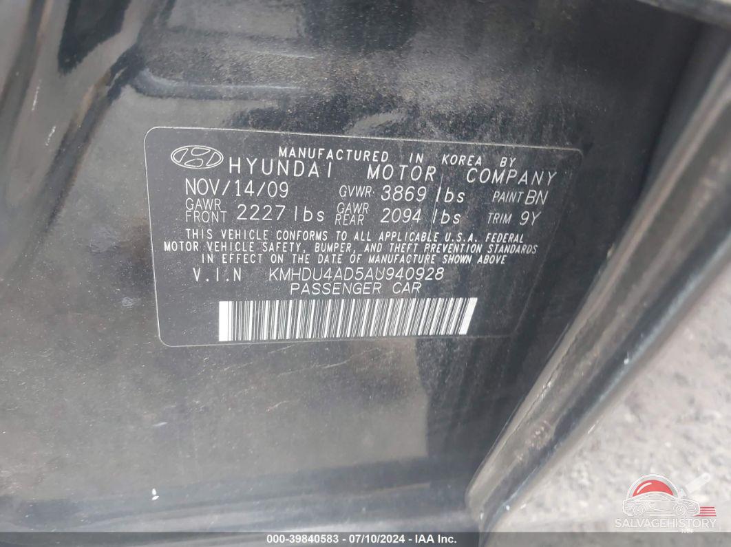 KMHDU4AD5AU940928 2010 HYUNDAI ELANTRA photo no. 9