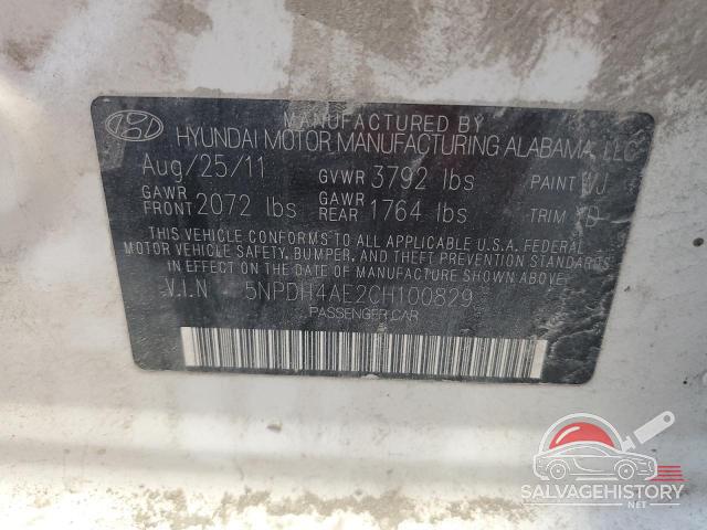 5NPDH4AE2CH100829 2012 HYUNDAI ELANTRA photo no. 12