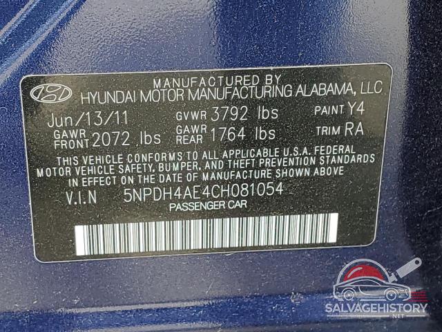 5NPDH4AE4CH081054 2012 HYUNDAI ELANTRA photo no. 12