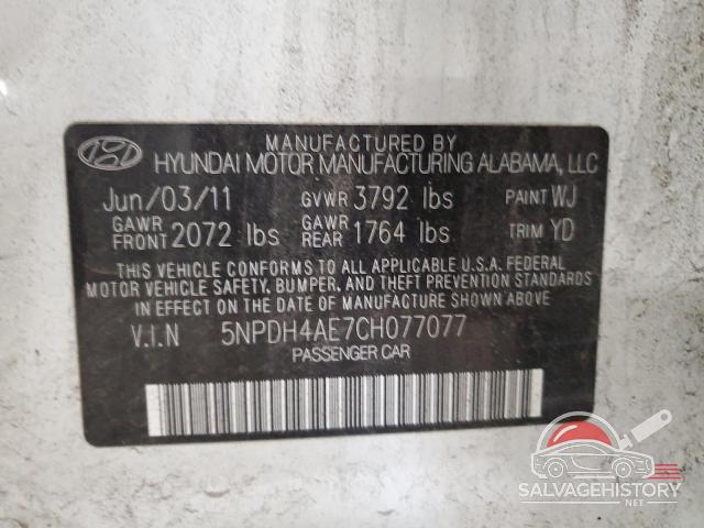 5NPDH4AE7CH077077 2012 HYUNDAI ELANTRA photo no. 12