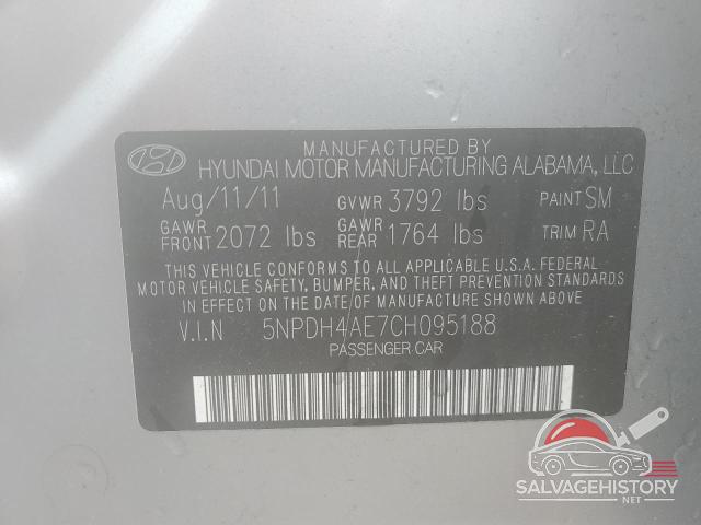 5NPDH4AE7CH095188 2012 HYUNDAI ELANTRA photo no. 13