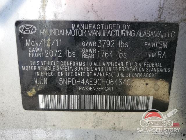 5NPDH4AE9CH064640 2012 HYUNDAI ELANTRA photo no. 12