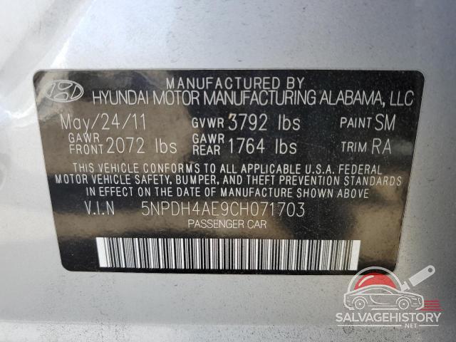 5NPDH4AE9CH071703 2012 HYUNDAI ELANTRA photo no. 12