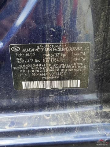 5NPDH4AE9CH144911 2012 HYUNDAI ELANTRA photo no. 12