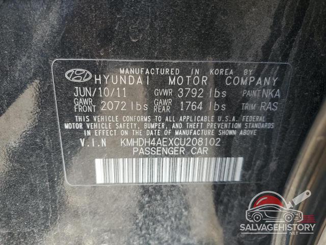 KMHDH4AEXCU208102 2012 HYUNDAI ELANTRA photo no. 12