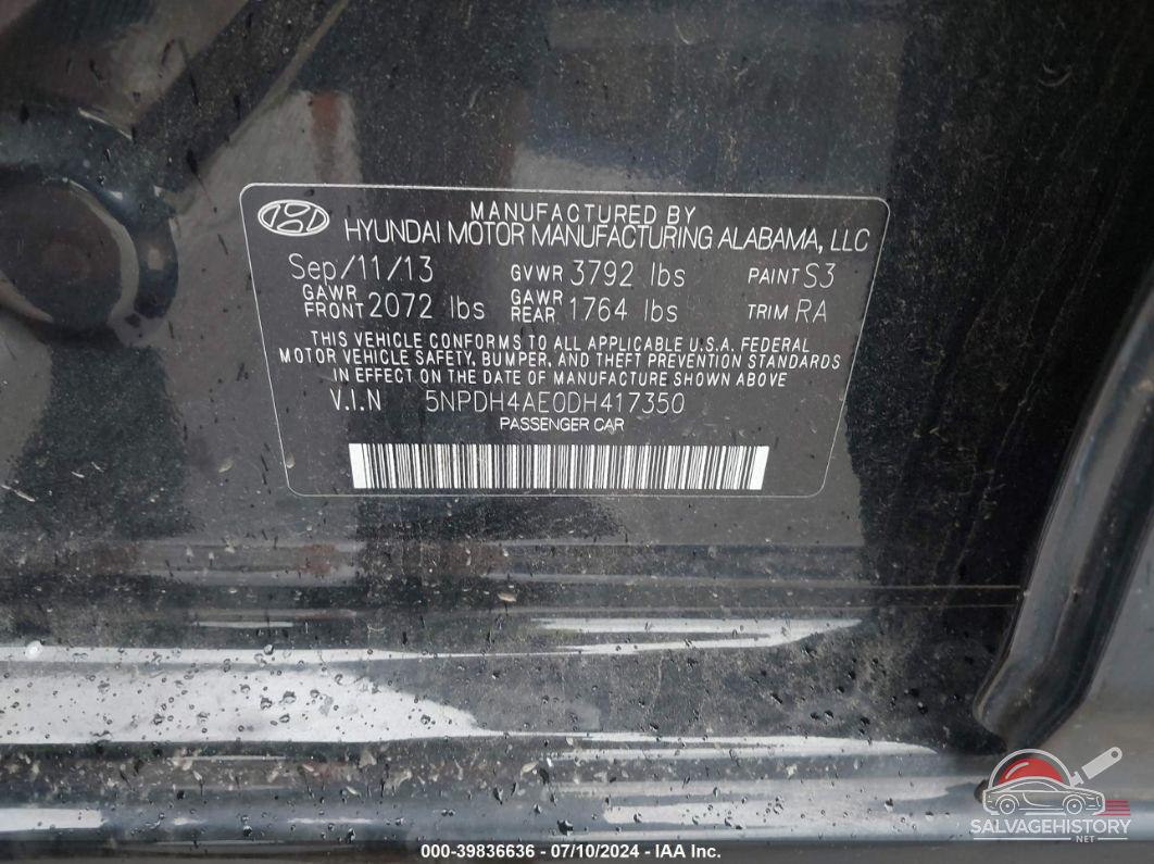 5NPDH4AE0DH417350 2013 HYUNDAI ELANTRA photo no. 9
