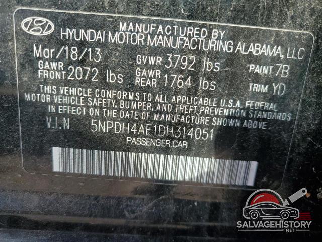 5NPDH4AE1DH314051 2013 HYUNDAI ELANTRA photo no. 12