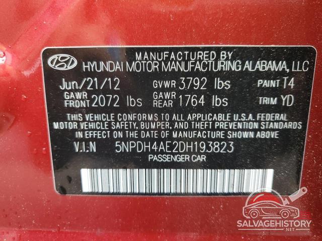 5NPDH4AE2DH193823 2013 HYUNDAI ELANTRA photo no. 13