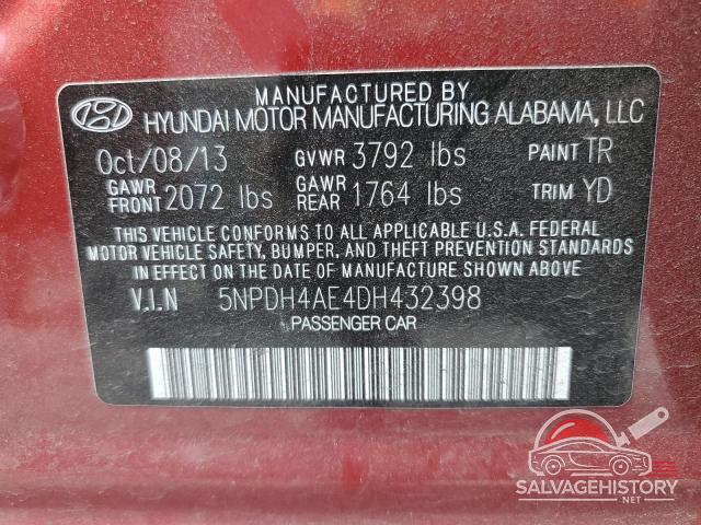 5NPDH4AE4DH432398 2013 HYUNDAI ELANTRA photo no. 13