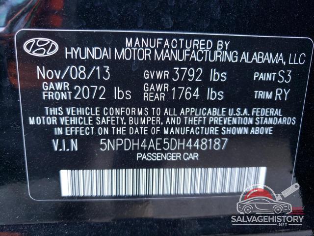 5NPDH4AE5DH448187 2013 HYUNDAI ELANTRA photo no. 12