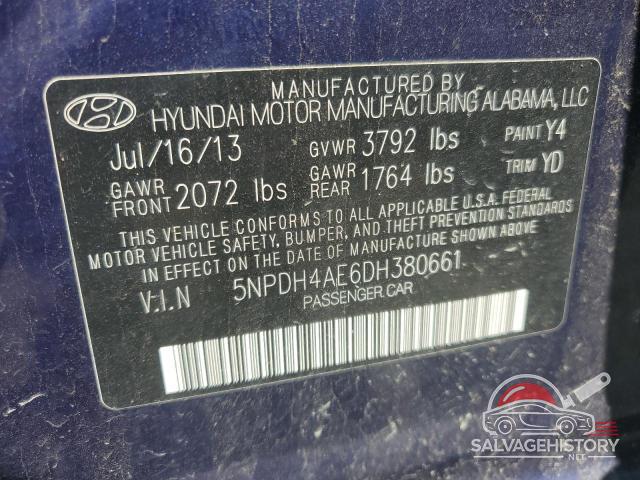 5NPDH4AE6DH380661 2013 HYUNDAI ELANTRA photo no. 12