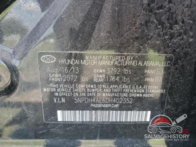 5NPDH4AE6DH402352 2013 HYUNDAI ELANTRA photo no. 12