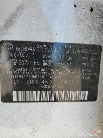 5NPDH4AEXDH209802 2013 HYUNDAI ELANTRA photo no. 12