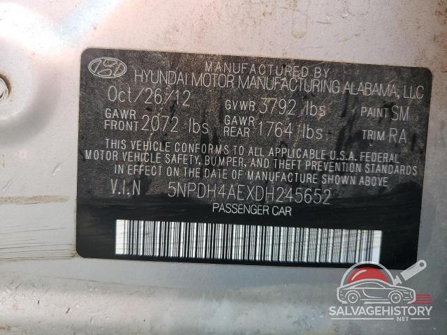 5NPDH4AEXDH245652 2013 HYUNDAI ELANTRA photo no. 12