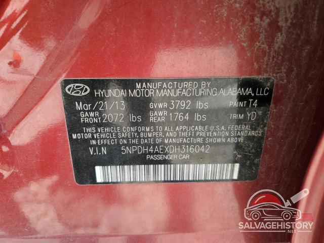 5NPDH4AEXDH316042 2013 HYUNDAI ELANTRA photo no. 12