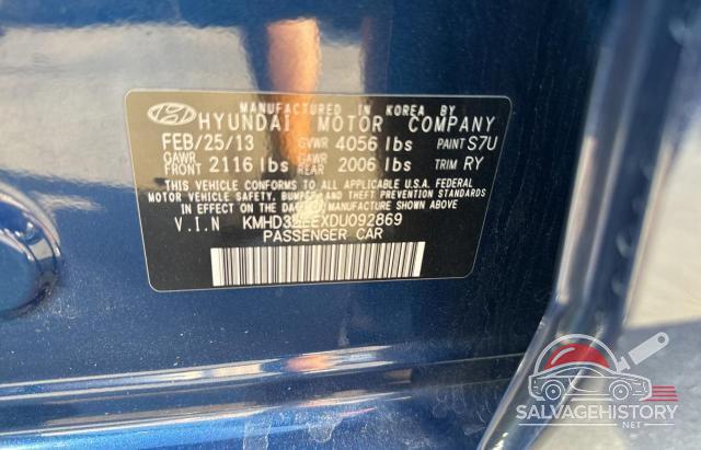 KMHD35LEXDU092869 2013 HYUNDAI ELANTRA photo no. 10