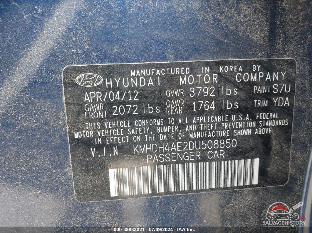 KMHDH4AE2DU508850 2013 HYUNDAI ELANTRA photo no. 9