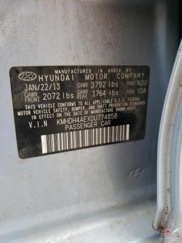 KMHDH4AEXDU774858 2013 HYUNDAI ELANTRA photo no. 12