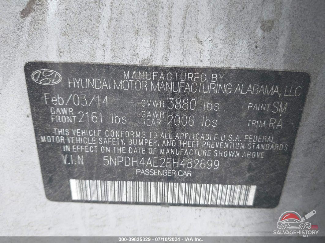 5NPDH4AE2EH482699 2014 HYUNDAI ELANTRA photo no. 9