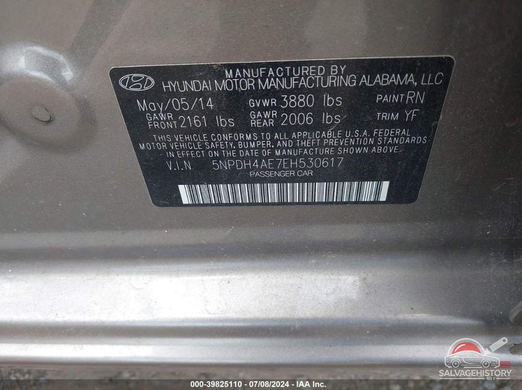 5NPDH4AE7EH530617 2014 HYUNDAI ELANTRA photo no. 9
