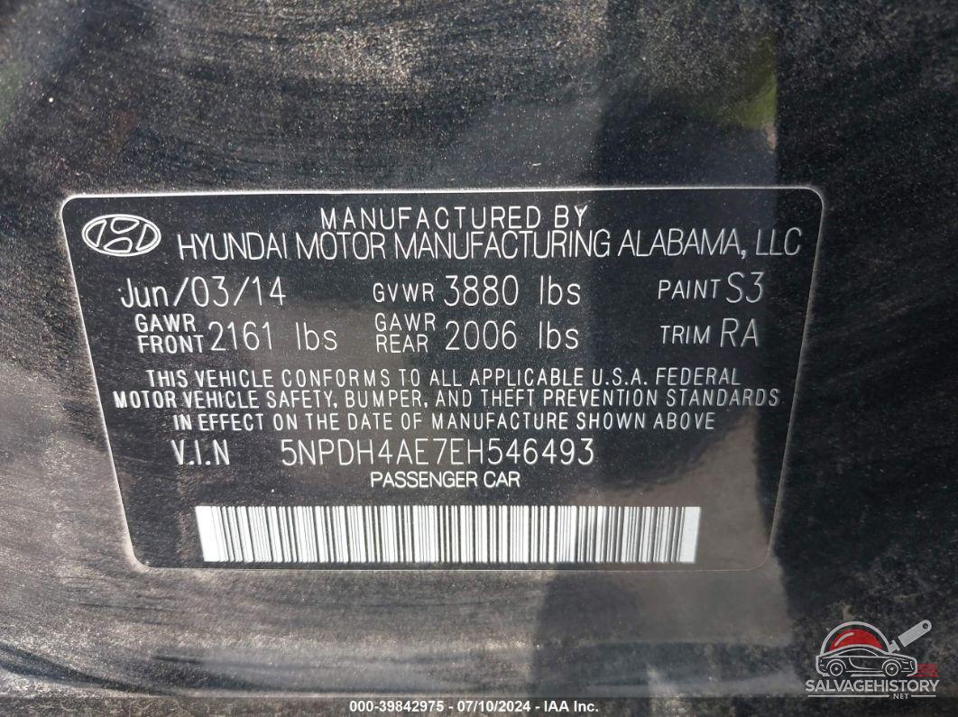 5NPDH4AE7EH546493 2014 HYUNDAI ELANTRA photo no. 9
