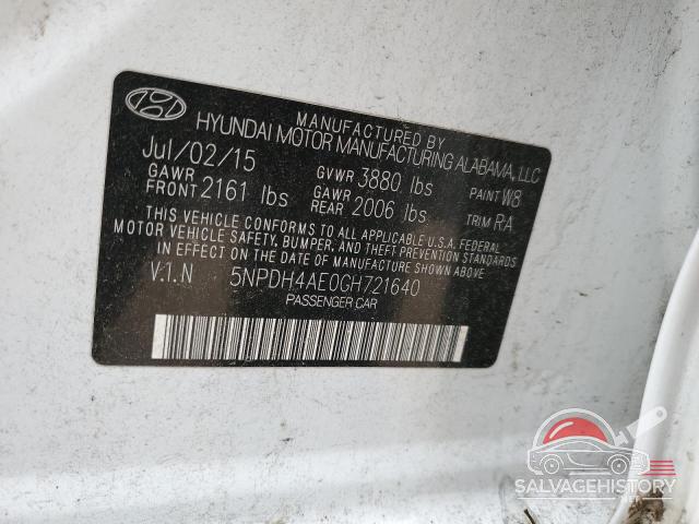 5NPDH4AE0GH721640 2016 HYUNDAI ELANTRA photo no. 12