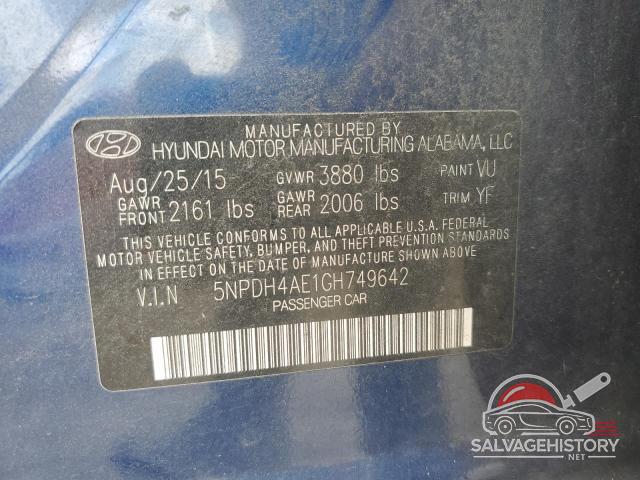 5NPDH4AE1GH749642 2016 HYUNDAI ELANTRA photo no. 12
