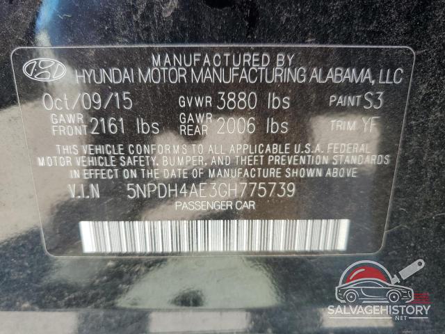 5NPDH4AE3GH775739 2016 HYUNDAI ELANTRA photo no. 12