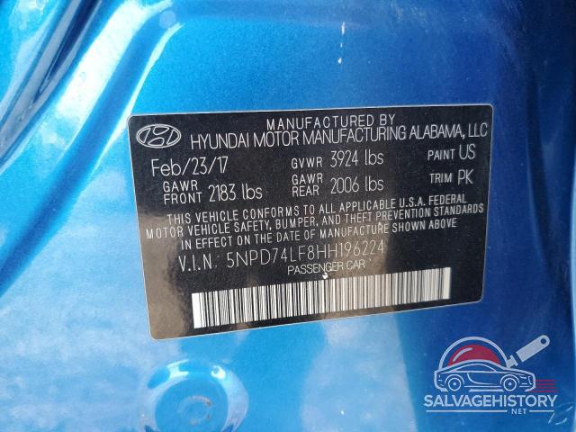 5NPD74LF8HH196224 2017 HYUNDAI ELANTRA photo no. 13